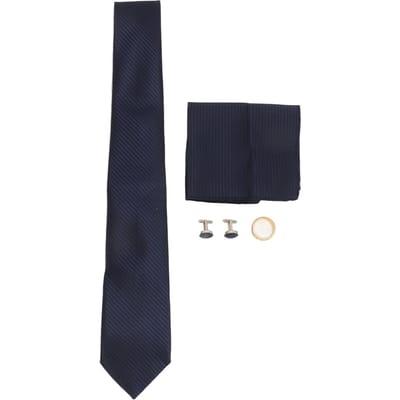 8cm Heren Stropdas Set Blauw Goud Ring Stijlvol Comfortabel Huidvriendelijk met Manchetknopen Zakdoek black