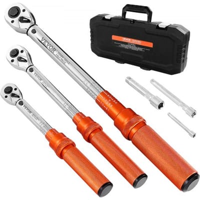 VEVOR Click momentsleutel (3-delig) 1/4 3/8 1/2 inch aandrijving tweeweg momentsleutelset met twee schalen, 72 tanden ±3% hoge precisie gelegeerd staal voor autoreparatie