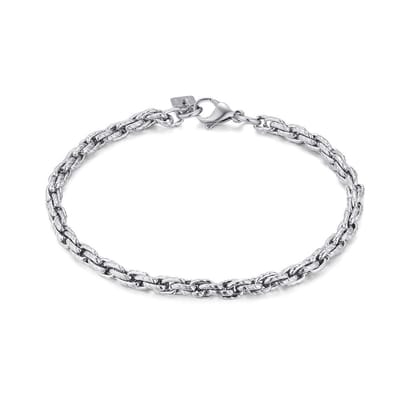 Twice As Nice Armband in edelstaal, gevlochten schakelketting 4,5 mm 19cm