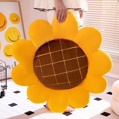 Kunstmatige Natuurlijke Bloem Zonnebloem Pluche Pop Kussen Geel Levensgetrouwe Bloem Pluche Kussen Super Zacht Verjaardagscadeau Voor Meisjes about 35cm orange