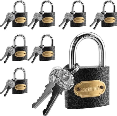 8 Stuks 38mm Hangsloten, Robuuste Messing Kern Hangslot met Sleutel, Duurzaam Klein Buiten Hangslot voor Gereedschapskisten, Deuren, Schuren en Kasten