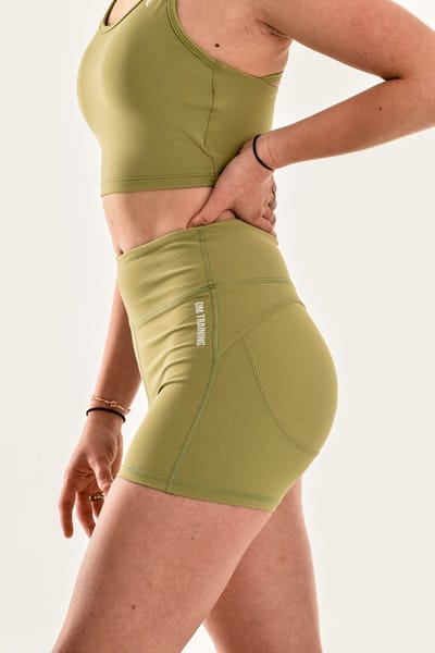 Dames sportshort high waist – squatproof & ademend – fitness, yoga & training – DM Training Fox short (mint groen)