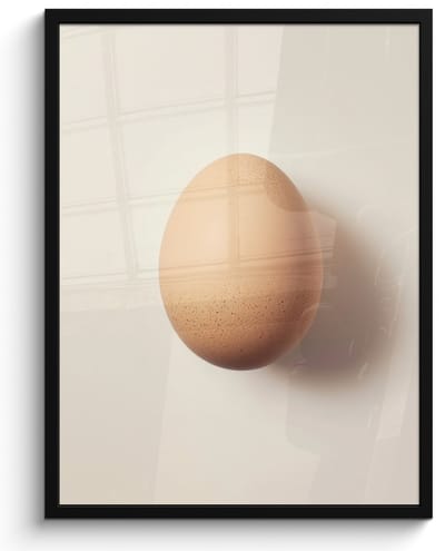 Fotolijst inclusief poster - Posterlijst 50x70 cm - Posters - Ei - Beige - Ovaal - Egaal - Foto in lijst - Keuken decoratie muur - Wanddecoratie accessoires - Muurdecoratie - Schilderijen
