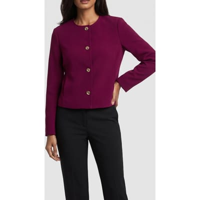 Calvin Klein Eu Stretch Crepe Jacket Berry Glaze Size: 4 | Blazers Outlet | Dames | Roze