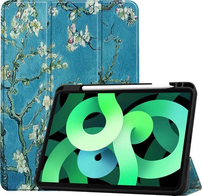 Hoes - Geschikt voor Apple iPad Air 4 (2020) - 10.9 inch - 4e Generatie - Dun & Stevig - Trifold Bookcase - Hard Cover Case - Met Uitsparing Geschikt voor Apple Pencil - Hardcover Book - Tablet Hoesje - Bloesem