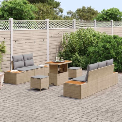 vidaXL - Tuinbank - Set - 8 - st - 7-Aantal - zitplaatsen - Beige - en - Lichtgrijs