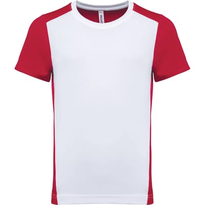 PROACT® Ecologisch sport-T-shirt in twee kleuren voor kinderen PA4016 - White / Red - 12/14 years (12/14 ans)