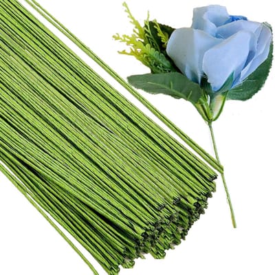 KINJOEK 200 stuks 14 gauge bloemdraad, 30 cm x 2 mm dik gecoat draad ambachtelijke stamdraad voor doe-het-zelf bloemstukken en decoraties