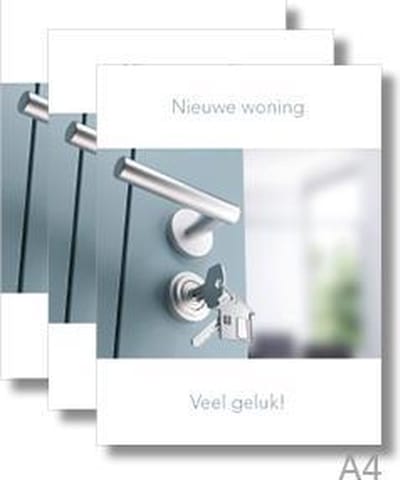 3x Dubbele A4 kaart met envelop - Nieuwe Woning - Formaat: 235 x 310 mm