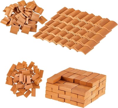 Miniatuur Dakpannen - Bouwstenen Poppenhuis - Modelbouw Tuin - Realistisch Kleimateriaal - 200 stuks - Rood