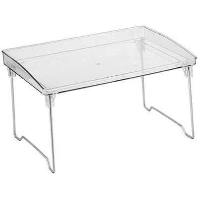 Organisateur Transparent Empilable en Plastique Transparent Rack de Rangement de Table pour Maquillage Outil de Cuisine One Tier