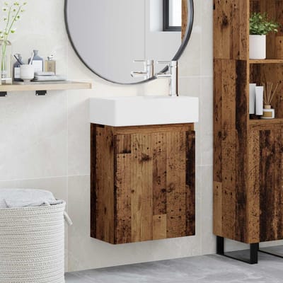 vidaXL - Badkamermeubel - met - kraan - Oud - hout - 45,5 - x - 22,5 - x - 84 - cm