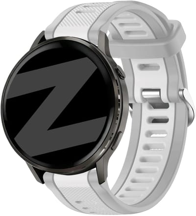 Bandz Siliconen sport bandje met gespsluiting geschikt voor Garmin Vivoactive 6 / 5 / 3 / Vivomove / 3 / HR / Style / Luxe / Sport / Trend / Forerunner 645 / 570 / 245 / 170 / 165 / 70 / 55 / Venu / SQ / SQ2 / 2 Plus / Approach S12 / S40 - Grijs