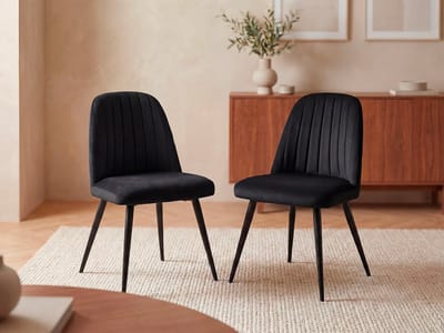 Vente-unique Set van 2 stoelen van velours en metaal - Zwart - ELEANA