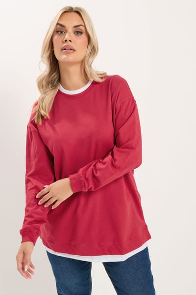 Yours Rood 2In1 Sweatshirt Size 38