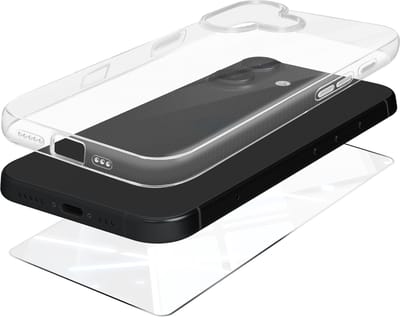 Mayaxess, Beschermingspakket Geschikt voor Apple iPhone 16 Zacht Shell en gehard glas, Transparant