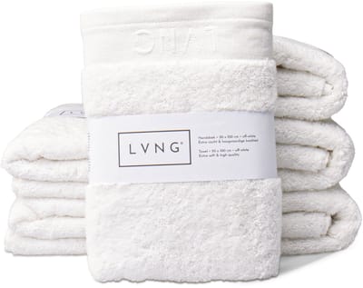 LVNG Handdoeken 50 x 100 - Set van 6 stuks - 100% Biologisch Katoen - 600g/m2 - Hotelkwaliteit - Luxe handdoeken - Badtextiel - Off White