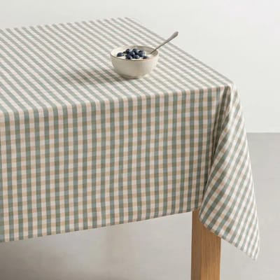 GAMUSI Vlekbestendig Tafelkleed MAVY – 2 kleuren Vichyruit – Katoen Look – 140x200 cm – Blauw