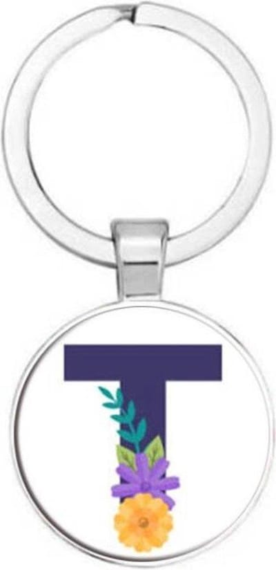 Akyol - Letter T Sleutelhanger - Alfabet - Als je naam begint met de letter T - Leuk kado voor iemand waarbij zijn naam begint met de letter T - 2,5 x 2,5 CM