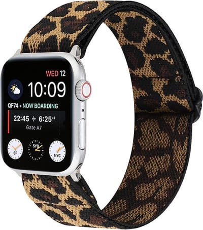 Strap-it Tribal bandje - geschikt voor Apple Watch Series 1/2/3/4/5/6/7/8/9/10/11/SE/SE2/SE3 - leopard / luipaard - elastisch bandje voor iWatch maat: 38 / 40 / 41 / 42mm