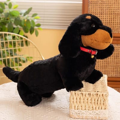 Lief Duits Dashond Honden Pluche Speelgoed Gevuld Levensgetrouw Das Hond Knuffelige Puppy Pluche Voor Verjaardagscadeau 30cm zwart