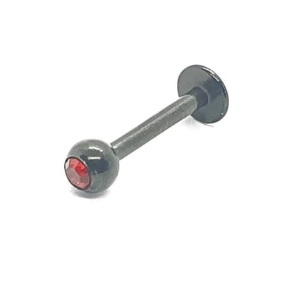 Zwart Met Steentje - Tragus / Helix / Labret Piercing