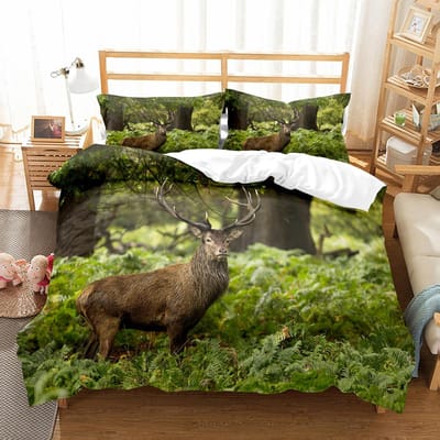Wildlife Eland Koning Koningin Dekbedovertrek Mooie Hert Hert Beddengoed Set Hert Wilde Dieren Thema Quiltovertrek Polyester Dekbedovertrek 140x210cm 2pcs