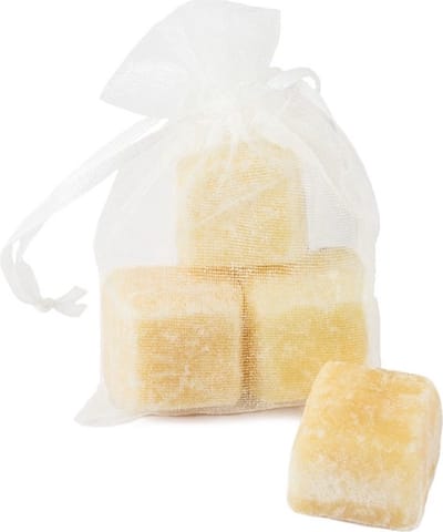 Organza zakje met 3x mini amberblokje ´Lily´ - leg de amberblokjes in een schaaltje of laat ze smelten in een geurbrander