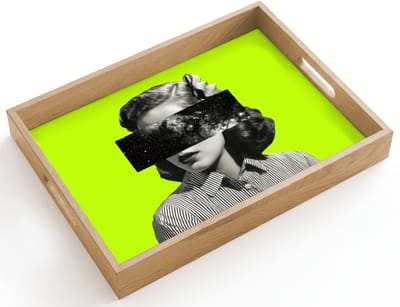 Dienblad hout 40x30 cm - Schootdienblad - Vrouw - Sterrenhemel - Groen - Borrelplank rechthoek - Plateau dienbladen