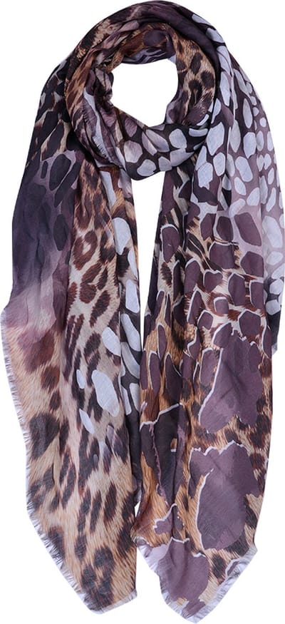 Juleeze Sjaal Dames Print 90x180 cm Bruin Synthetisch