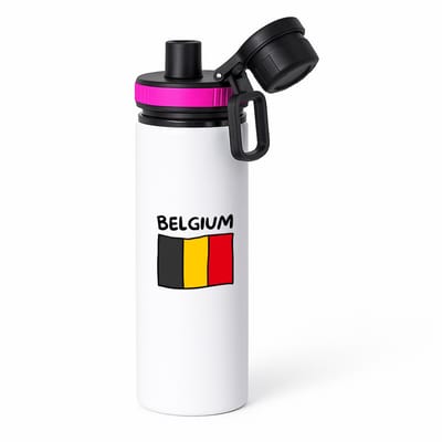 Hacebo® - Belgium vlag waterfles met draaidop roze - België - reizigers - toerist - verjaardagscadeau - souvenir - vakantie - kado - gift - geschenk - water fles - 850ML