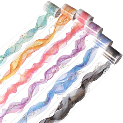 Dailygoody - Decoratieve Tape - Gouden Motief - Transparant - Scrapbooking - Creatieve Projecten - Plakband - 6 Rollen - 6 Rollen