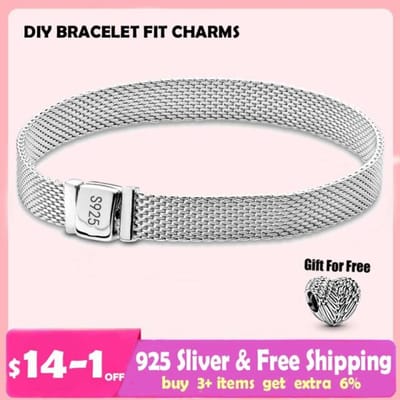 Nouveau Bracelet Jonc Chaîne Serpent Basique en Argent Sterling 925 Mode Adapté aux Breloques Perles Pendentifs Pour Femmes Fabrication de Bijoux Cadeau 16cm