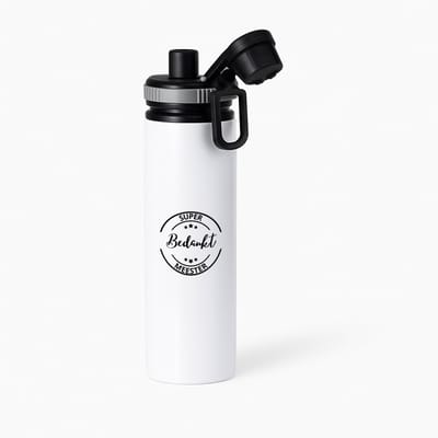 Hacebo® - Super bedankt meester waterfles met draaidop grijs - Meester - een meester - school - verjaardagscadeau - afscheidscadeau - kado - gift - water fles - 850ML