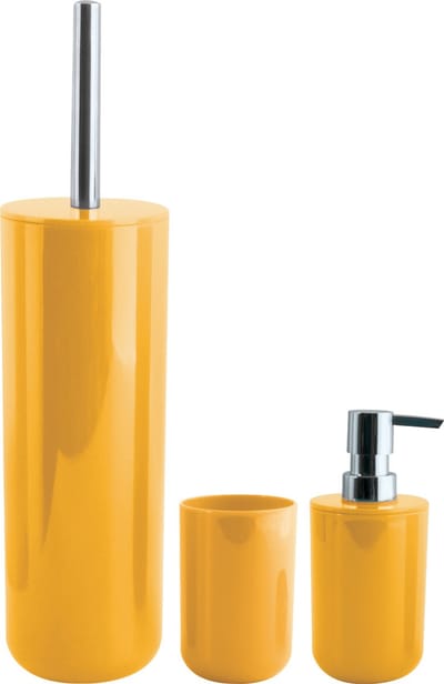 MSV Badkameraccessoire Moods - toiletborstel in houder - beker - zeeppompje - saffraan geel - kunststof