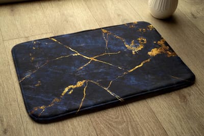 Coloray Badmat - Marine Douchemat - Marineblauw marmer Badkamer Kleed - Toiletmat - Mat voor Badkamer - Luxe Badmat - Antislip - 75x45 cm