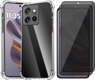 Hoesje geschikt voor Motorola Moto Edge 50 Neo / Edge 60 Neo / Thinkphone 25 - 2x Privacy Screenprotector Volledig Dekkend Glas - Shockproof Transparant