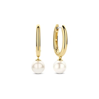 TI SENTO Dames Oorbellen - 925 zilver - Parel met geel verguld - 78043YP