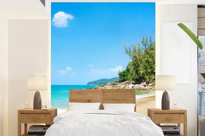 Behang - Fotobehang Strand - Zee - Planten - Tropical - Breedte 160 cm x hoogte 220 cm