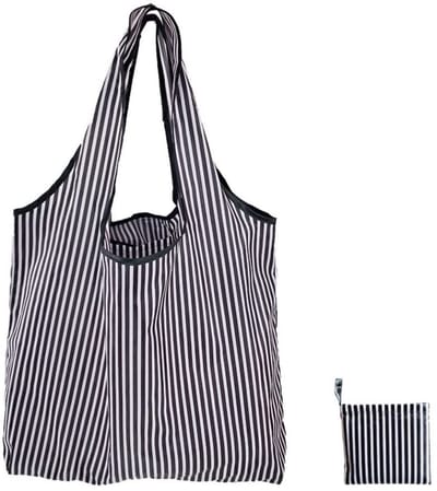 Dailygoods- Opvouwbare Tas - Milieuvriendelijk - Hoge Draagcapaciteit - 15 Liter Inhoud - Gestreept Design - Ruimtebesparend - Boodschappentas