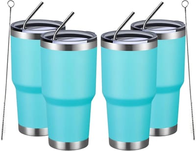 Geïsoleerde Beker 30 oz met Deksel en Rietje van Roestvrij Staal - Dubbelwandig