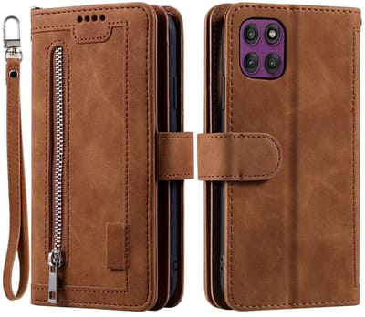 Coverup Hoesje - Geschikt voor Motorola Edge 70 Hoesje - Coverup Book Case met Portemonnee - Bruin