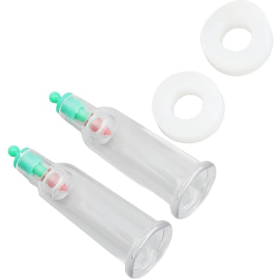 2 stuks Vinger Cupping Therapie Cups met Siliconen Platte Elleboogringen Diepe Massage Vingertop Vacuüm white