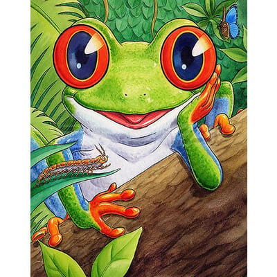 5D DIY diamant geborduurd volledig rond diamantmozaïek Big eye frog Diamond Cross Rhinestone 30X40CM