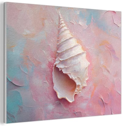 Akoestisch wandpaneel 40x30 cm - Vilt schilderij Schelp - Pastel - Pink - Akoestische panelen - Geluidsdempende wanddecoratie - Geluidsisolatie woonkamer - Muurdecoratie geluidspanelen