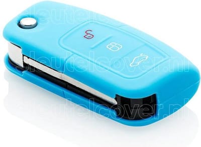 Autosleutel Hoesje geschikt voor Ford - SleutelCover - Silicone Autosleutel Cover - Sleutelhoesje Lichtblauw