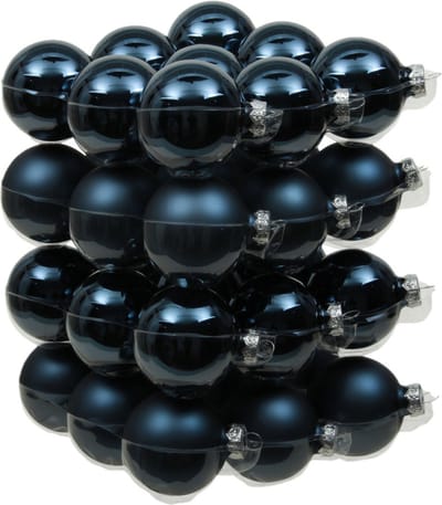 Othmar Decorations Kleine kerstballen - 36x st - donkerblauw - D4 cm - glas - kerstversiering