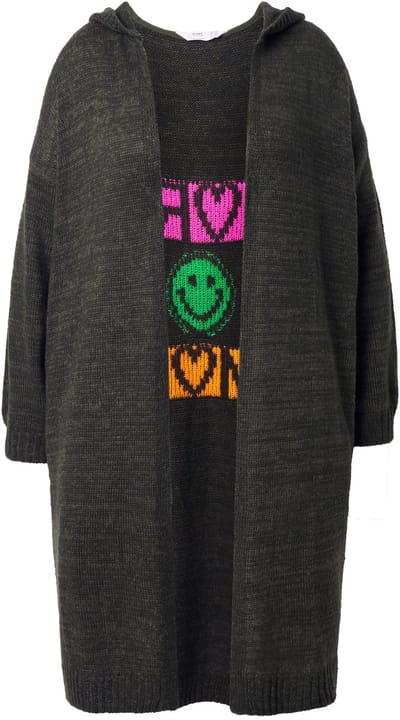 Angel of Style - Dames - Lang vest tekst op de rug open model - Kaki - Maat 46+