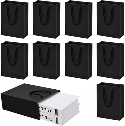 Dailygoods- Cadeauzakjes 10 Stuks - Papieren Zakjes 18 x 10 x 23 cm - Herbruikbare Geschenktas - Zwart Luxe Design - Robuuste Kwaliteit - Geschenkzakjes