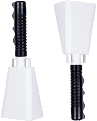 muziekinstrumenten-Stalen koebel 10 inch (25,4 cm) met handvat - 2 stuks voor sport, feest & concert (wit)-Belle's product